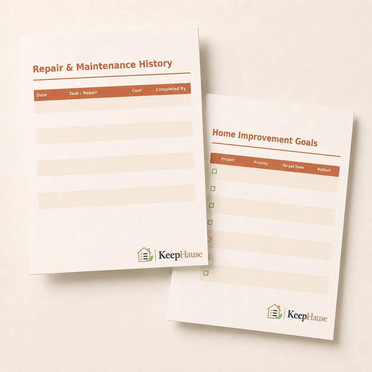 Repairs Goals and Budget tracker printable